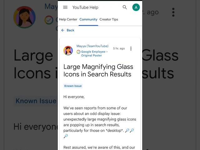 known issues...? large magnifying glass icon in search results problem solve #shorts