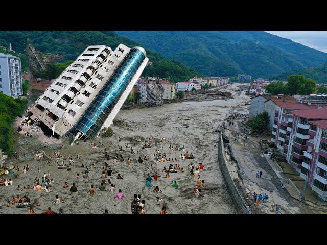 Large-scale flooding and hurricane! Cars are carried away by the current in Oujda, Morocco