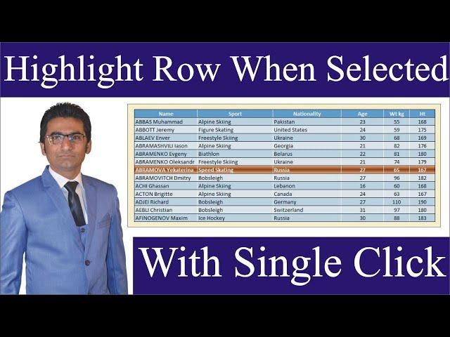 Auto Highlight Row When Selected or Click Any Cell in Excel | MRB Tech Solutions