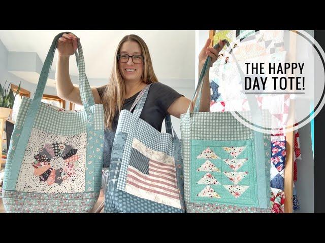 New Pattern: The Happy Day Tote, tote bag sew along and tutorial, VLOG