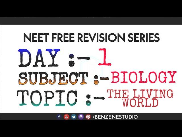 NEET FREE REVISION SERIES || BIOLOGY DAY 1 || THE LIVING WORLD