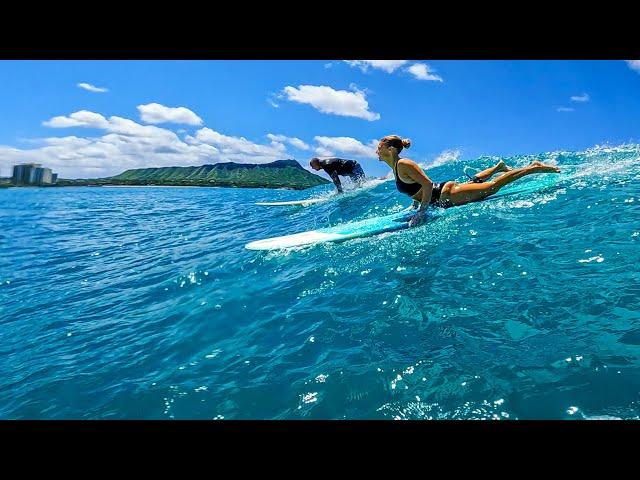 WAIKIKI SURF DREAM | Beautiful Longboard Waves in Hawai'i | RAW POV