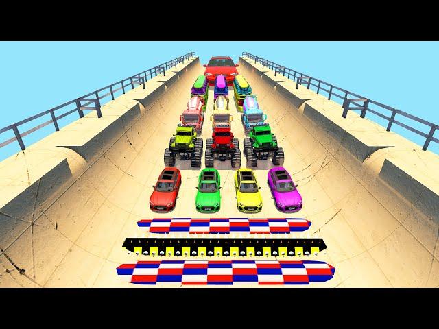 HT Gameplay Crash # 304 | Impossible Big & Small Cars Vs Giant Ramp & Monster Trucks vs Speed Bumps