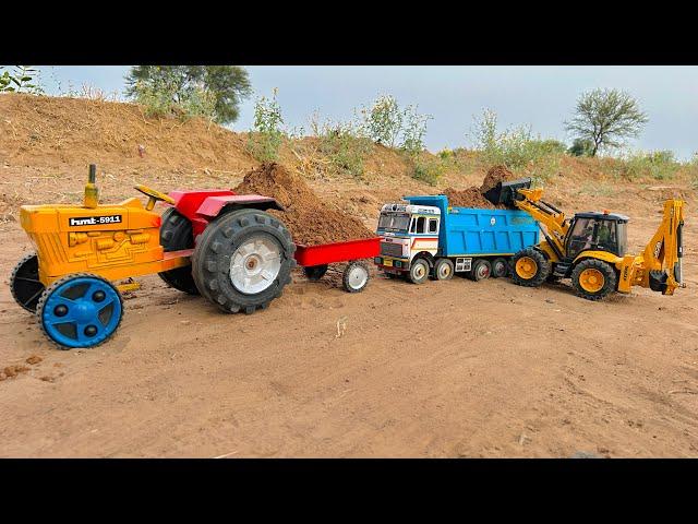 JCB 5cx backhoe fully loading sand HMT tractor trolley |Sonalika Rx60 tractor |@MrDevCreators