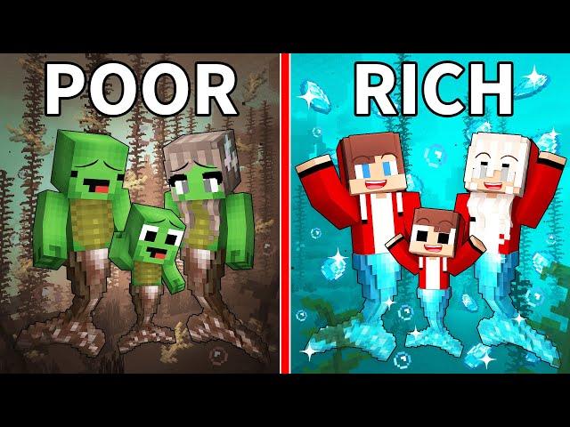 JJ and Mikey: POOR vs RICH Mermaid Family Battle in Minecraft - Maizen