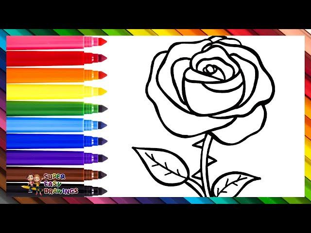 How To Draw A Rose  Draw And Color A Rose  Drawings For Kids