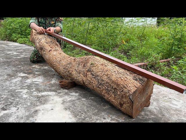 Let's See The Genius Boy's Dangerous Recycling Process With A Damaged Giant Log - A Woodworking Feat