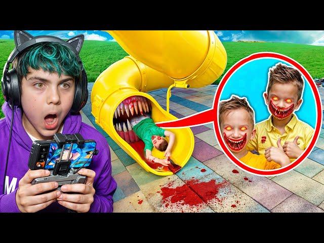 SLIDE EATER EAT VLAD AND NIKI CATCHES by the DRONE!