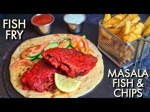 Masala Fish And Chips | Fish Masala With Naan, Salad And Chips | Restaurant Style Masala Fish