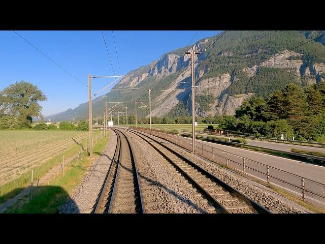  4K  Däniken RB - Zürich - Chur - Domat/Ems cab ride, Switzerland [06.2023] Führerstandsmitfahrt