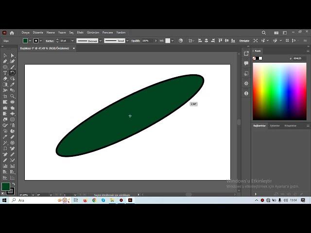 Adobe Illustrator Elipsdeki Döndürmeler ve Anlatımları