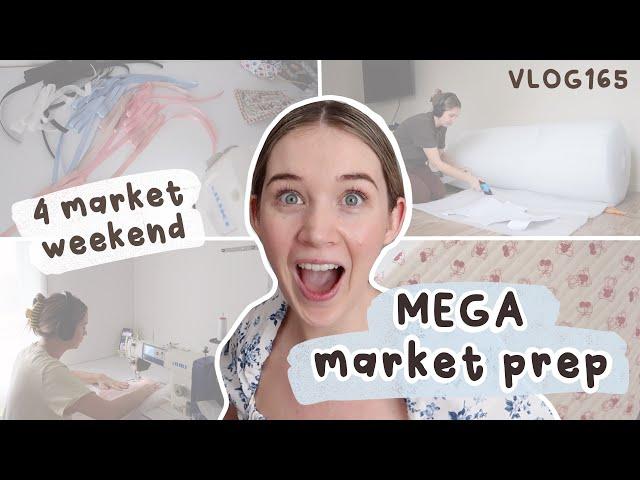 MEGA market prep! sewing makeup bags, scrunchies & bows | small business 4 market weekend VLOG165