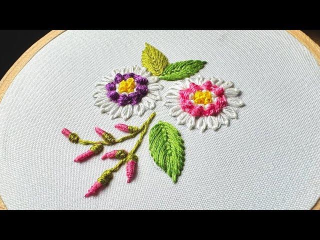 Stunning Flowers with Spider Web Stitch  | Lazy Daisy | Bullion Stitch | Hand Embroidery