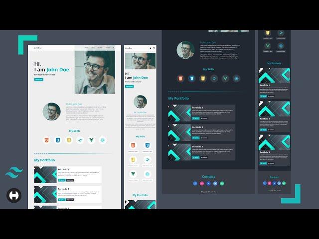 Complete Responsive Personal Portfolio Website Using HTML TailwindCSS & Javascript | Dark/Light Mode