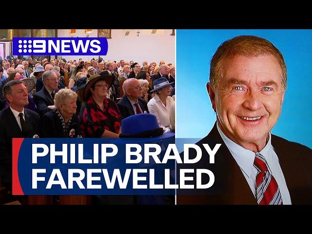 Radio and TV icon Philip Brady farewelled by fans, family at his funeral | 9 News Australia