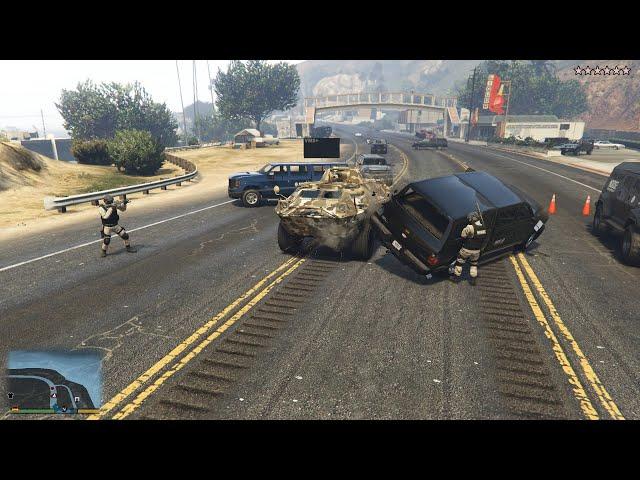 GTA V APC Tank Rampage + 10 Star Wanted Level Escape(RDE 4.0.2)