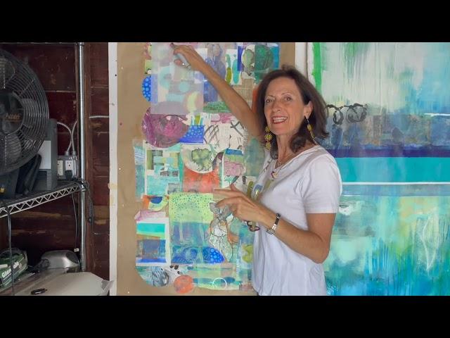 How to create shape templates in abstract mixed media art composition.