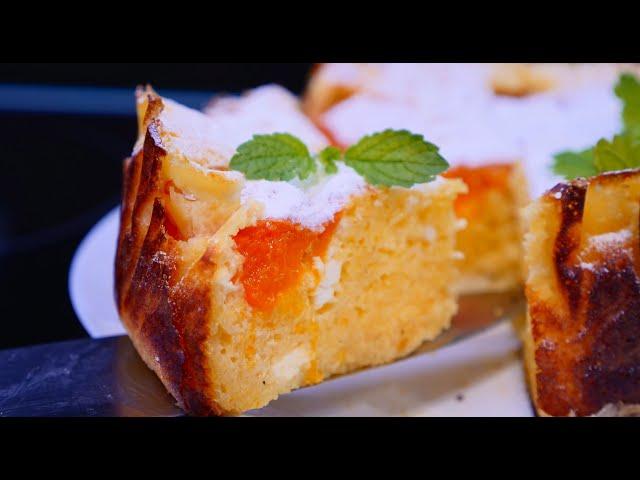 Fluffy Cottage Cheese Casserole with Apricots Like in Childhood in 5 Minutes