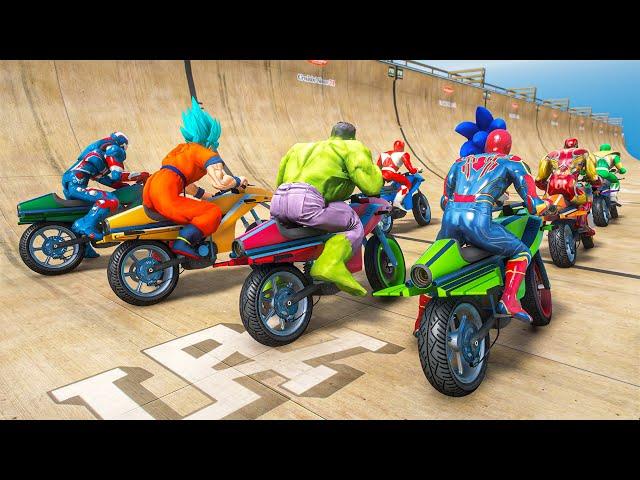 Spiderman, Hulk, IronMan Team Racing | All Superheroes Challenge Flying Motorbike Competition Ep.461