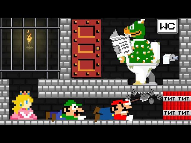 Mario, Luigi and Peach vs Bowser Prison Escape in maze mayhem | Game Animation