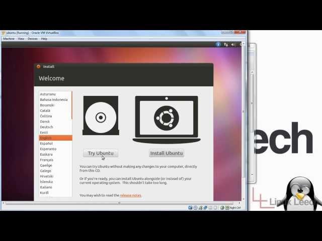 Installing linux in virtualbox