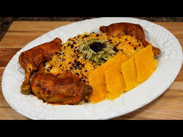 Zereshk Polo Ba Morgh | زرشک پلو با مرغ | Barberry Rice with Chicken | Iranian Food | [ENG SUB]