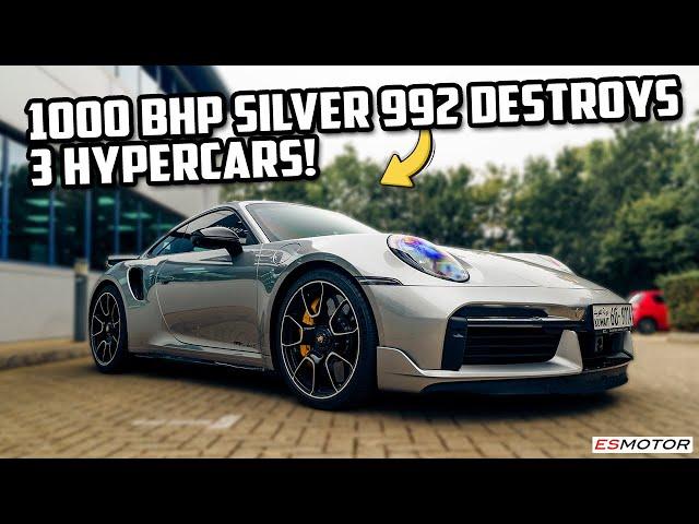 1000 BHP SILVER 992 DESTROYS KOENIGSEGG, BUGATTI AND LAMBORGHINI HYPERCARS! #porsche #esmotoruk