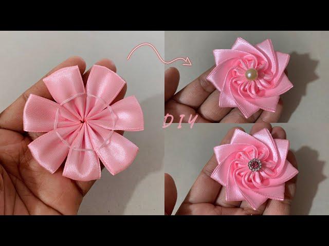 Super Easy Ribbon Flower Making - Hand Embroidery Tricks With Ribbons - Ribbon Work - Ribbon Flowers