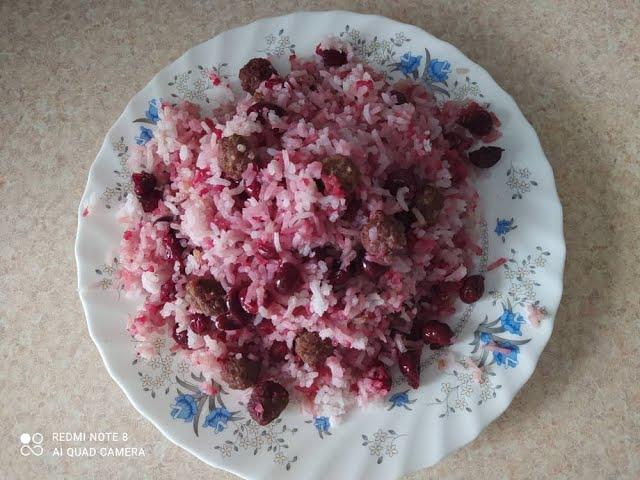 (albalo polo)rice and cherry recipe Persian Iranian food recipe