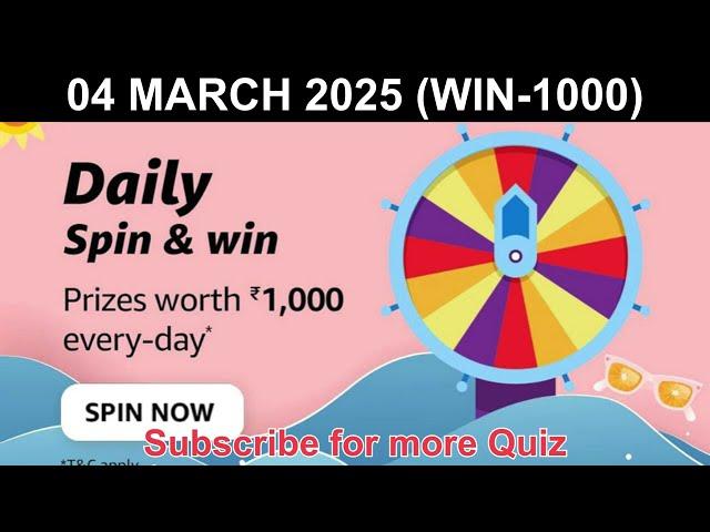 Amazon daily spin and win on 04 March 2025 #quizplaywin #shorts | @quizplaywin