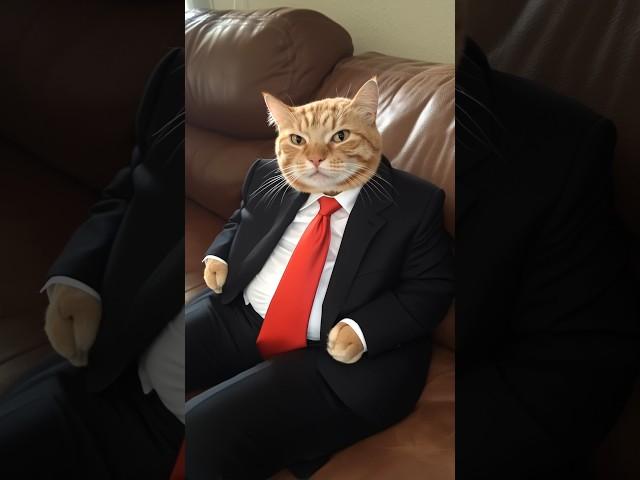 Trump cat ready for office. #office #job #work #trump #shortsfeed #viralvideo #funnyanimal #funny