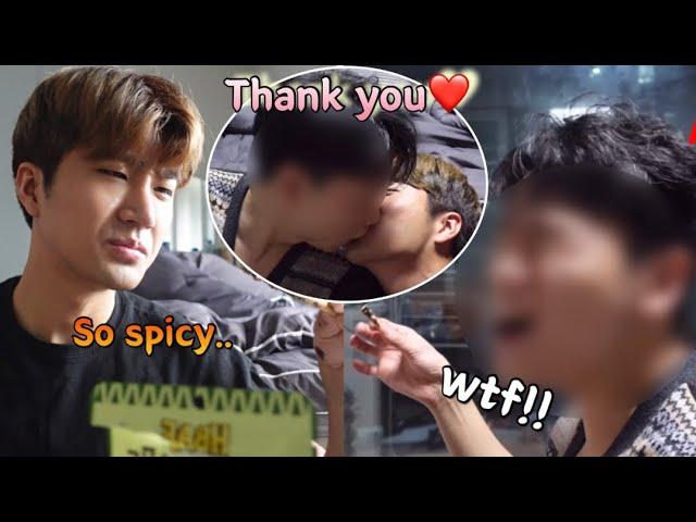 Gay couple prank! I gave my boyfriend wasabi Pepero as a gift on pepero day....  