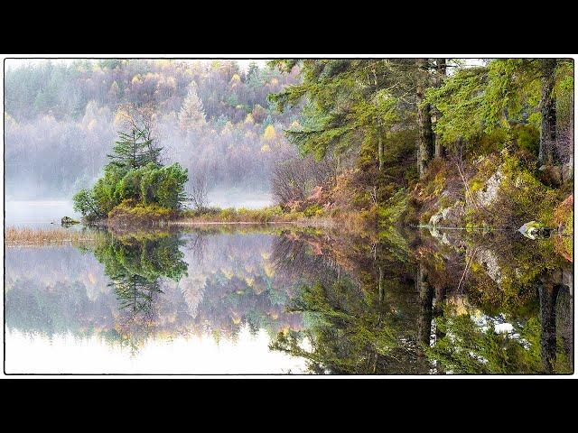 Landscape photography at a misty Scottish loch