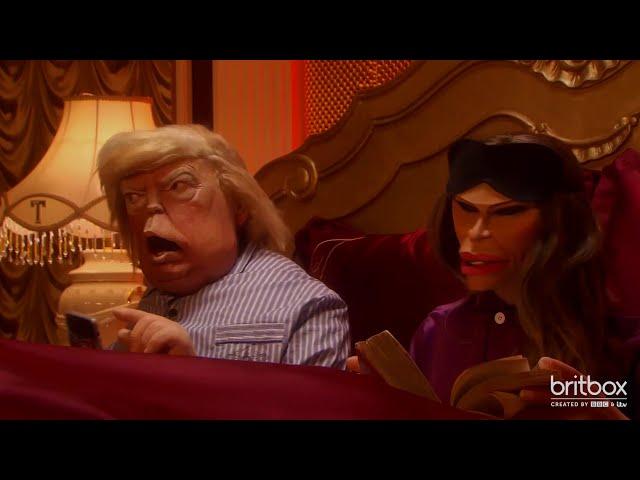 Trump electrocutes himself in bed | Stream Spitting Image on BritBox