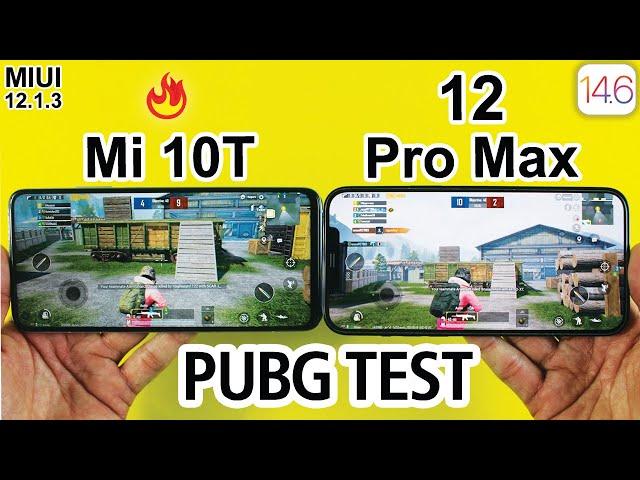 Mi 10T vs iPhone 12 Pro Max PUBG MOBILE TEST - Miui 12.1.3 vs IOS 14.6 PUBG TEST‍️