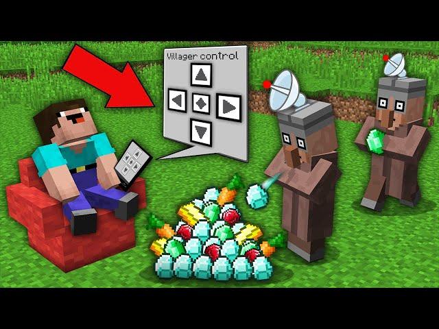 Minecraft NOOB vs PRO: NOOB CONTROL VILLAGER WITH HELP MYSTERIOUS PHONE! Challenge 100% trolling