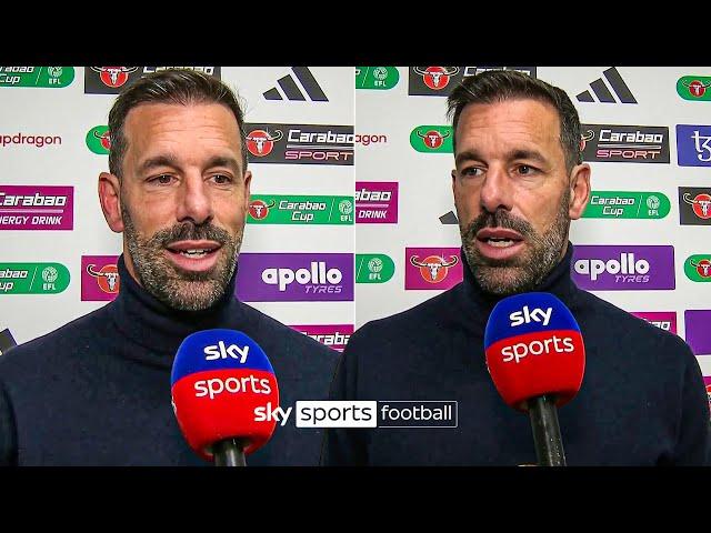 Ruud van Nistelrooy reacts to Man United's 5-2 win over Leicester 