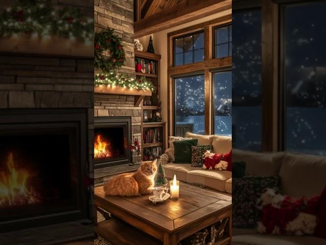 A cat, a fire, and a cup of cocoa – holiday bliss. 