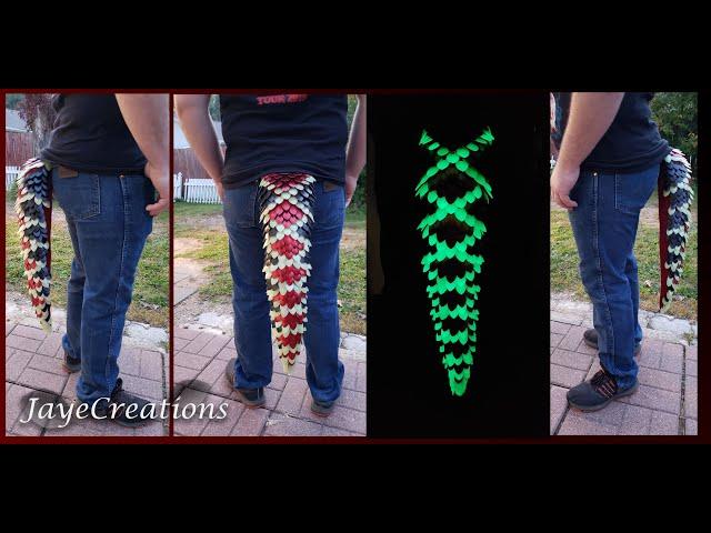 Medium Red Crisscross Glow-in-the-Dark Scalie Dragon Tail - JayeCreations