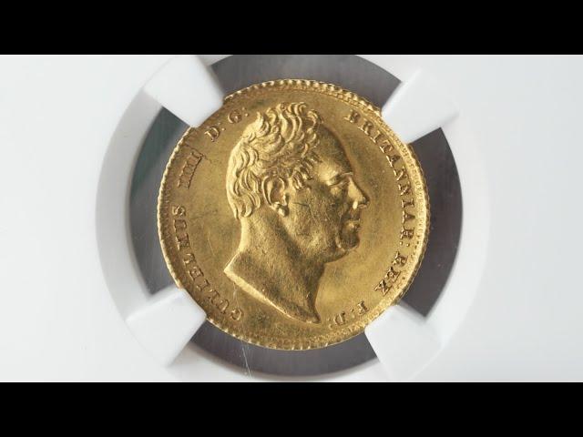 Auction 62 - Lot 29 1836 Gold Half Sovereign Obverse struck from sixpence die Single Finest NGC MS63