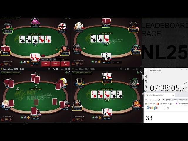 Crazy and swingy session on NL25 GG Poker - Rush & Cash leadeboard races (4 tables)