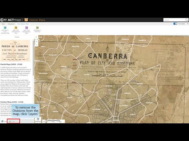 ACTmapi Historic Plans Map: Viewing the Walter Burley Griffin Plan