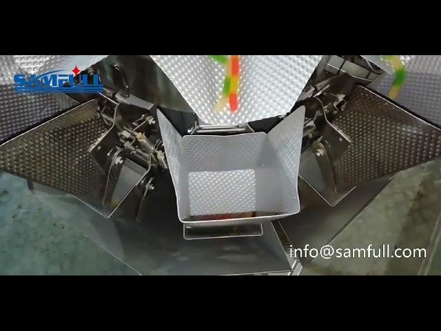 Automatic gummy packaging machine demo for sticky gummy worm