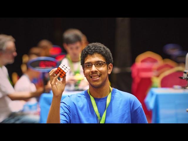 Aditya Shah at Rubik's Cube World Championship in Paris.