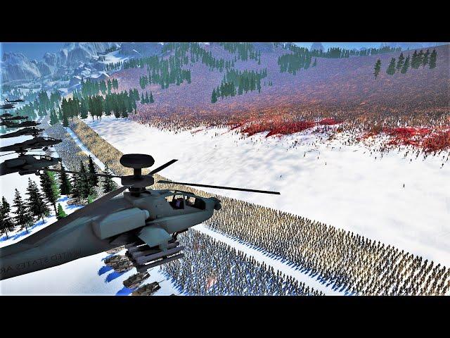 U.S ARMY with Apache Helicopter VS 4,000,000 ZOMBIES - Ultimate Epic Battle Simulator 2