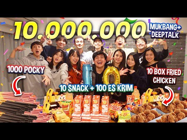 PESTA 10 JUTA SUBSCRIBERS!! MUKBANG 10 BOX FRIED CHICKEN, 1000 POCKY, 10 SNACK + NGOBROL2 SERU!!