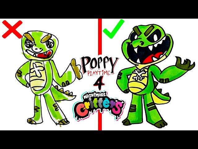 How to draw ALISTER GATOR do vs don't Nightmare Critters from Poppy Playtime Chapter 4