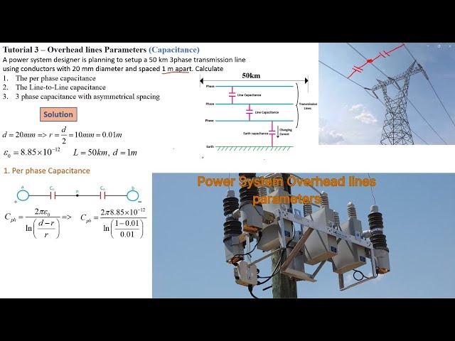 How to calculate overhead transmission Lines parameters (Capacitance) - Tutorial 3