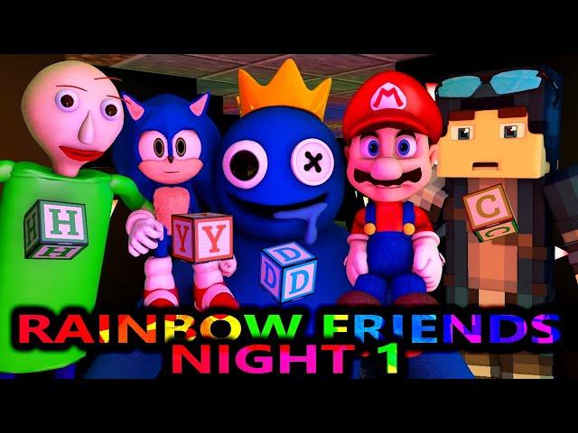 RAINBOW FRIENDS Chapter 1 VS SONIC MARIO BALDI STEVE Roblox CHALLENGE Night 1 Minecraft Animation