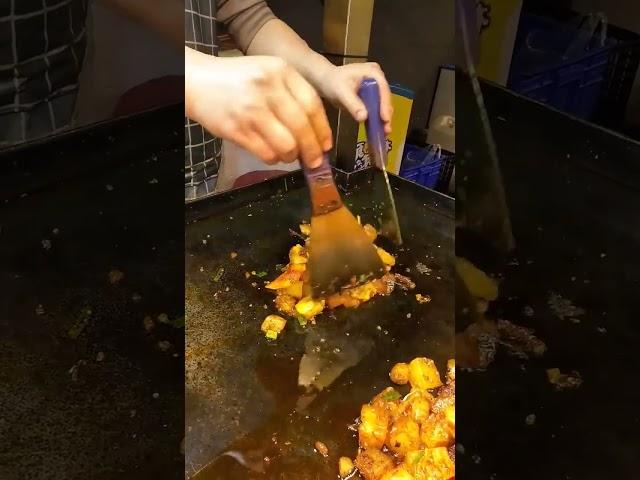 中國街頭小吃 鐵闆炒涼粉 Chinese street food yummy food